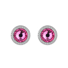 Load image into Gallery viewer, Paved Pink Swarovski Crystal Silver Earrings
