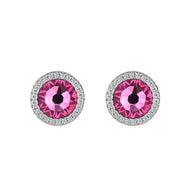 Paved Pink Swarovski Crystal Silver Earrings