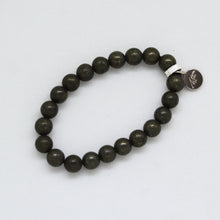 Load image into Gallery viewer, Natural Pyrite Stone Flat Silver Bead Bracelet (8 MM)
