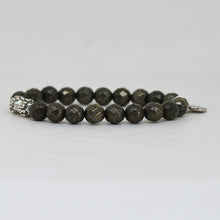 Load image into Gallery viewer, MysticFlavia natural pyrite faceted stone bracelet, straight side view on white background
