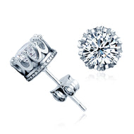 Radiant Solitaire Stud Zircon Silver Earrings