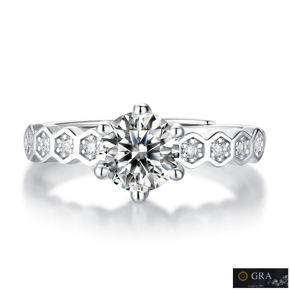 New York MOISSANITE Eternity Adjustable Silver Ring
