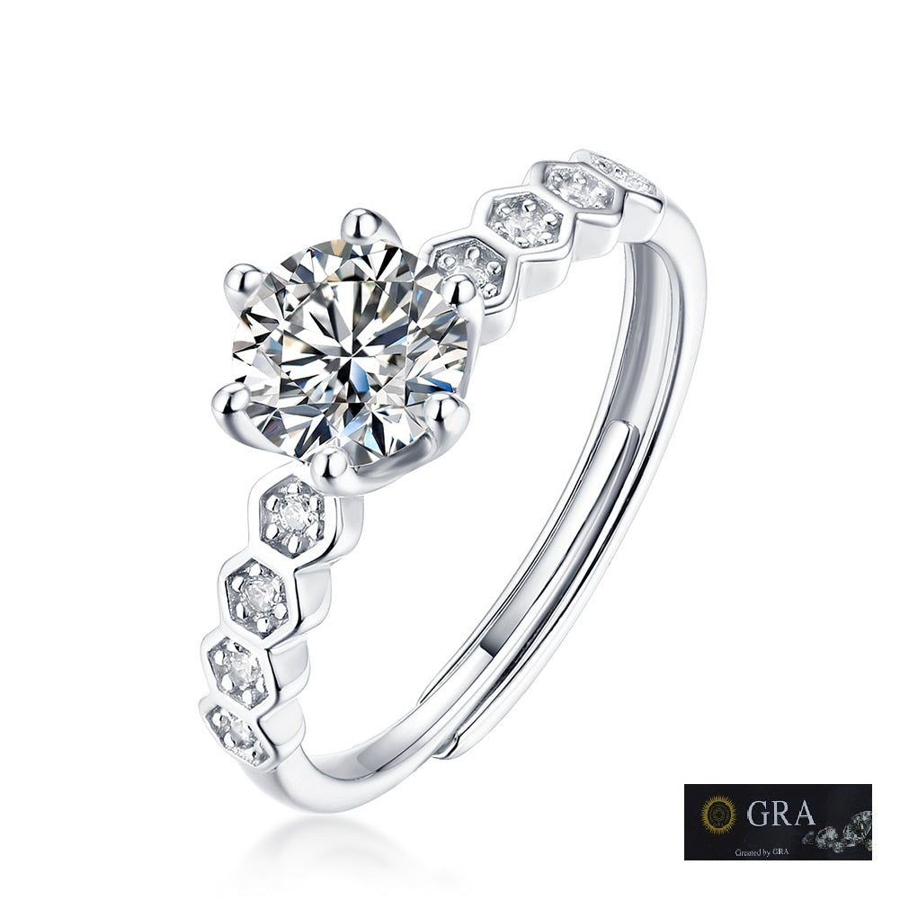 Berlin MOISSANITE  Eternity Adjustable Silver Ring