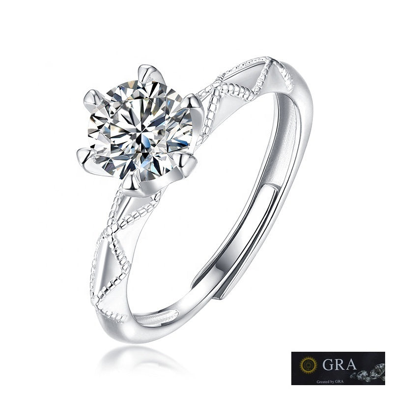 Berlin Solitaire MOISSANITE Dainty Silver Ring