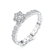 Roman White Zircon Eternity Silver Ring