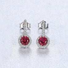 Load image into Gallery viewer, Ruby Gemstone Long Stud Silver Earrings
