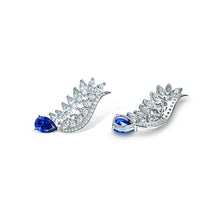 Load image into Gallery viewer, Sapphire Angel Iced Diamond Silver Earrings
