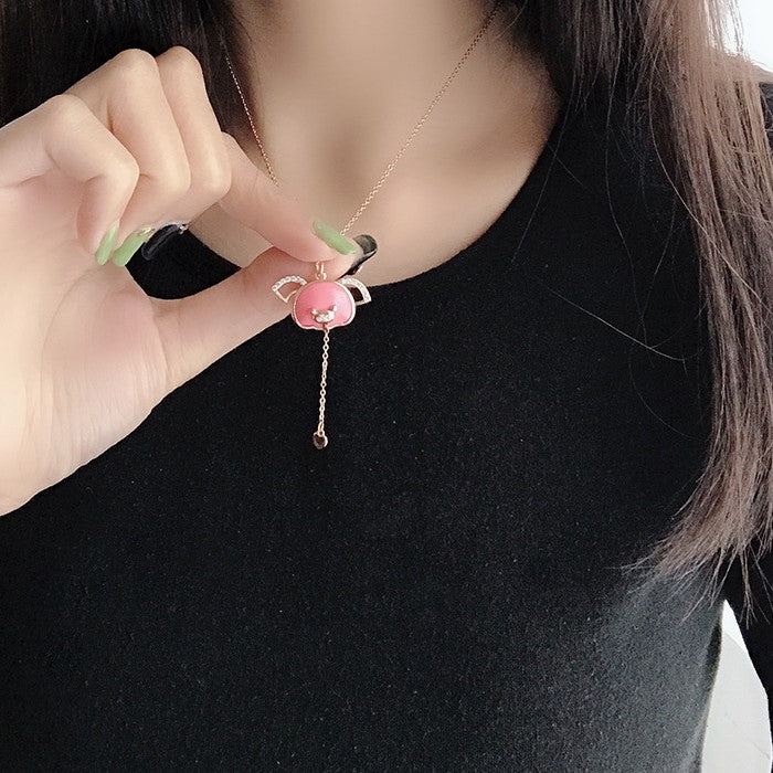 Rose Gold PEPPA Pig pendant Silver Necklace