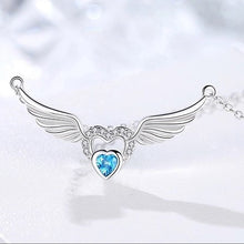 Load image into Gallery viewer, Angel Wings Blue Zircon Pendant Silver Necklace
