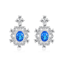 Load image into Gallery viewer, Snowflake Blue Topaz Dangling Silver Earrings
