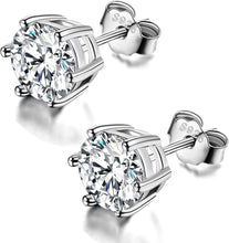 Load image into Gallery viewer, Milano White Zircon Solitaire (2 ct) Silver Earrings
