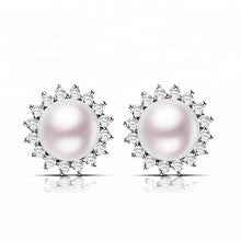 Load image into Gallery viewer, Starry White Zircon Large Natural Pearl Earrings
