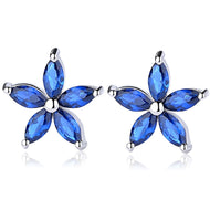 Star Blue Zircon Large Stud Silver Earrings