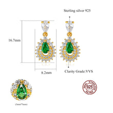 Load image into Gallery viewer, Emerald Starry Drop Dangling Silver Earrings
