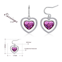 Load image into Gallery viewer, Purple Heart Swarovski Crystal Silver Earrings
