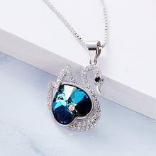 Load image into Gallery viewer, Swan_blue_Siver_Swarovski-Necklace_1

