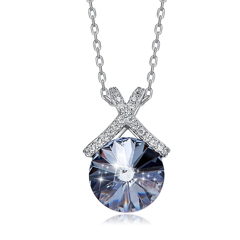Milano Circle Swarovski Crystal Silver Necklace