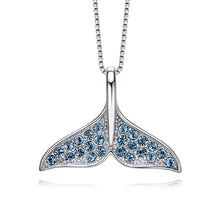 Load image into Gallery viewer, Dolphin Tail Swarovski Crystal Pendant Silver Necklace
