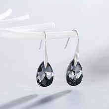 Load image into Gallery viewer, Swarovski teardrop earrings in 925 sterling silver with faceted dark blue crystals – MysticFlavia
