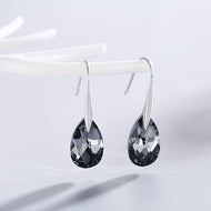 Swarovski teardrop earrings in 925 sterling silver with faceted dark blue crystals – MysticFlavia