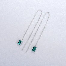 Load image into Gallery viewer, Emerald Ruby Gemstone Thread Silver Earrings

