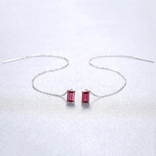 Load image into Gallery viewer, Emerald Ruby Gemstone Thread Silver Earrings
