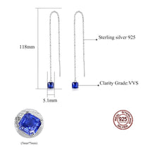 Load image into Gallery viewer, Emerald Sapphire Gemstone Thread Silver Earrings
