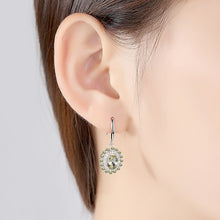 Load image into Gallery viewer, Barcelona Peridot ZIrcon Dangling Silver Earrings
