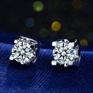 Sparkling Solitaire Stud White Zircon Earrings