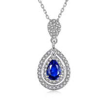 Load image into Gallery viewer, Sapphire Blue Drop Gemstone Silver Necklace
