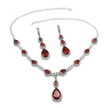 Load image into Gallery viewer, Parisian Garnet American Diamond Silver Set
