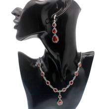Load image into Gallery viewer, Parisian Garnet American Diamond Silver Set
