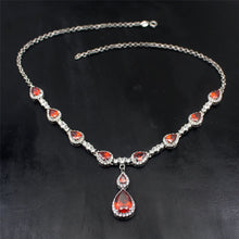 Load image into Gallery viewer, Parisian Garnet American Diamond Silver Set
