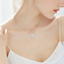 Load image into Gallery viewer, White Circle Pendant Swarovski Crystal Silver Necklace
