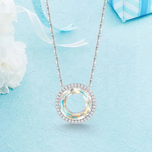 Load image into Gallery viewer, White Circle Pendant Swarovski Crystal Silver Necklace
