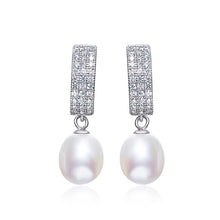 Load image into Gallery viewer, VENETIAN Zircon White Drop Pearl Silver Earrings
