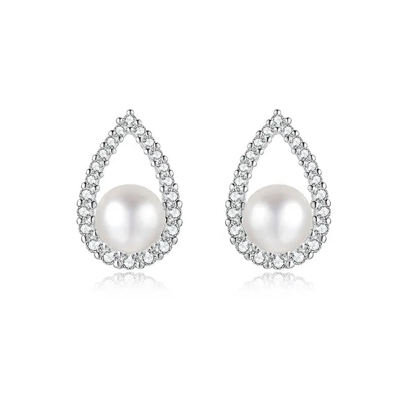 Dew Drop White Natural Pearl Silver Earrings