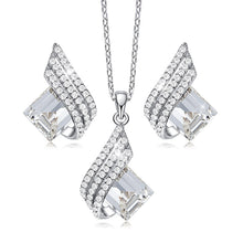Load image into Gallery viewer, White Roman Swarovski Crystal Silver Necklace Set
