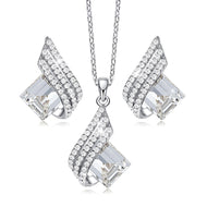 White Roman Crystal Silver Necklace Set
