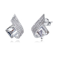 White Roman Crystal Silver Earrings