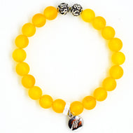 Yellow Agate bracelet with matte beads, silver charm, and 925 sterling silver hanging pendant, MysticFlavia
