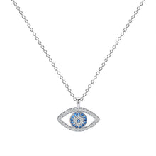 Load image into Gallery viewer, Evil Eye Pendant White Blue Zircon Silver Necklace
