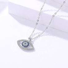 Load image into Gallery viewer, Evil Eye Pendant White Blue Zircon Silver Necklace
