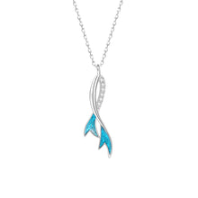 Load image into Gallery viewer, Mermaid Tail Blue Zircon Pendant Silver Necklace
