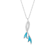 Mermaid Tail Blue Zircon Pendant Silver Necklace