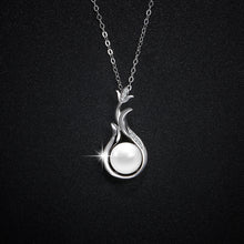 Load image into Gallery viewer, Flowery Pearl Pendant White Zircon Silver Necklace

