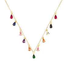 Load image into Gallery viewer, 18 K Gold Plated Colorful Drop Zircon Silver Necklace
