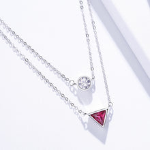 Load image into Gallery viewer, Geometric Layered White Zircon Silver Necklace
