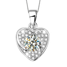Load image into Gallery viewer, White Zircon Solitaire Royale Heart Necklace Set
