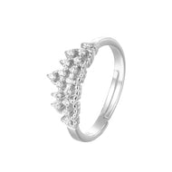 Princess Royale Crown Zircon Adjustable Silver Ring